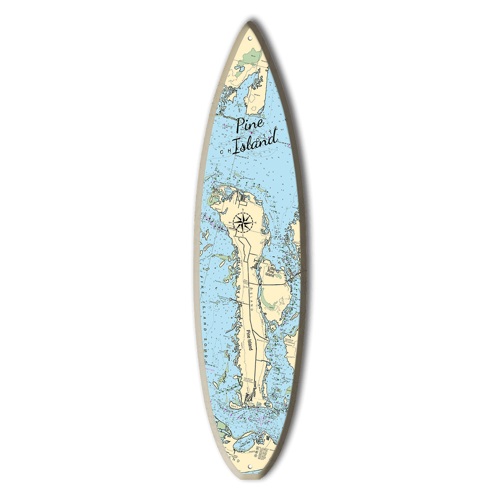 Pine Island, FL, Area Chart Surfboard Wall Art Old Wood Signs
