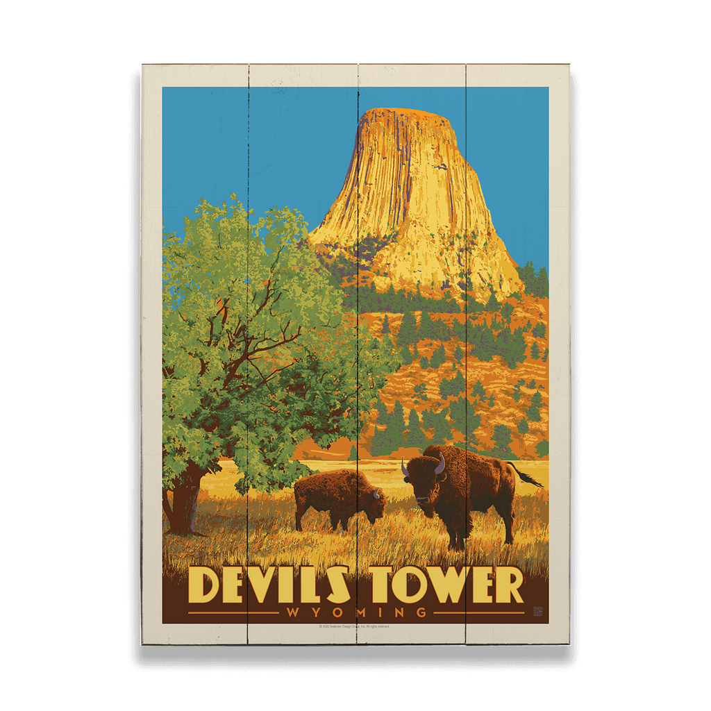 Devil's Tower National Monument - Wood & Metal Wall Art – Old Wood Signs