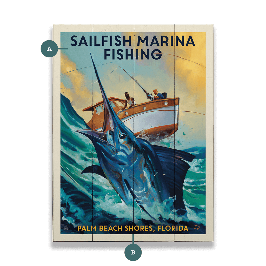 Classic Sportman: Deep Sea Fishing - Wood & Metal Wall Art – Old