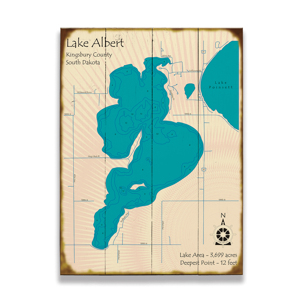 Lake Albert, South Dakota Wood & Metal Wall Art Old Wood Signs