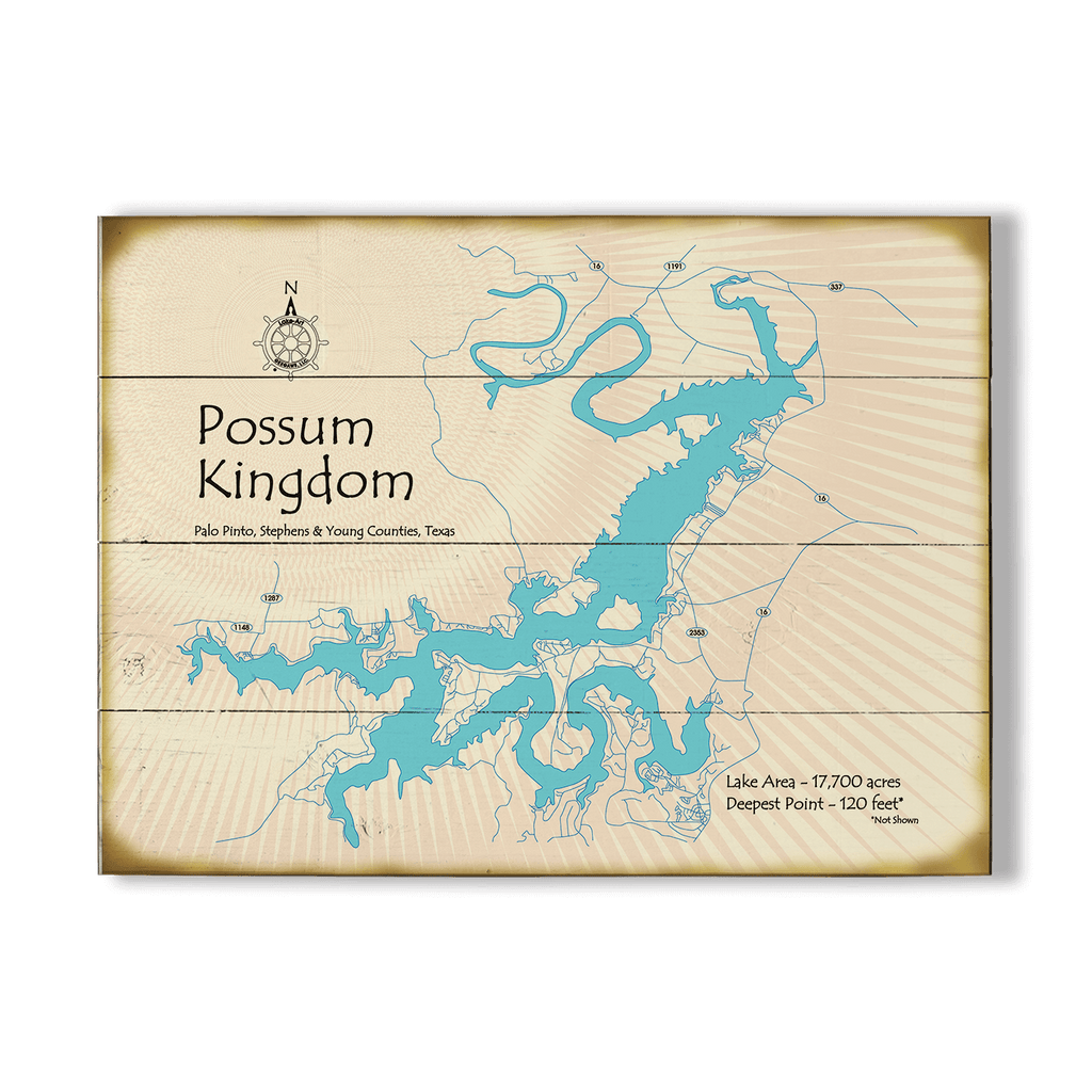 Possum Kingdom Lake, Texas Wood & Metal Wall Art Old Wood Signs