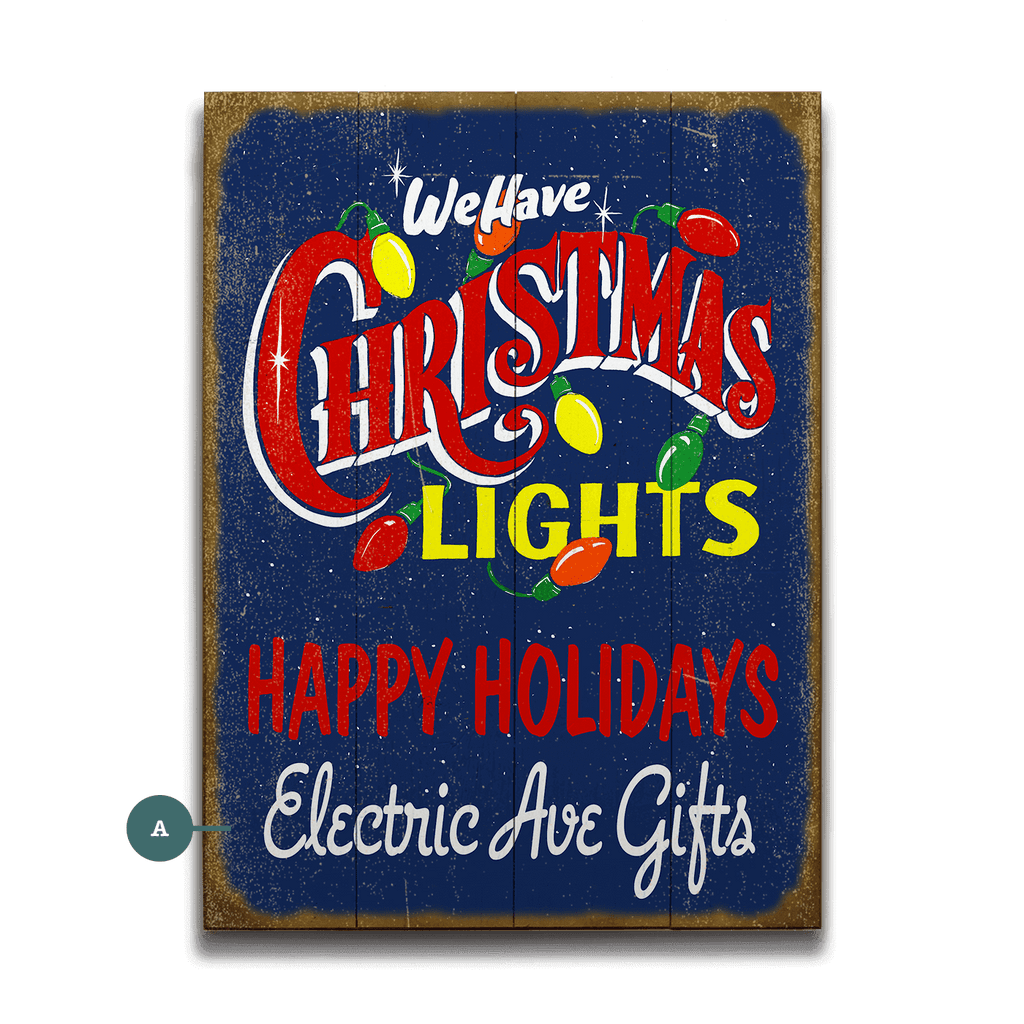 Christmas Lights Wood & Metal Wall Art Old Wood Signs