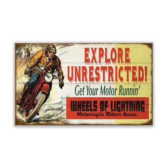 Explore Unrestricted Motorcycle Sign