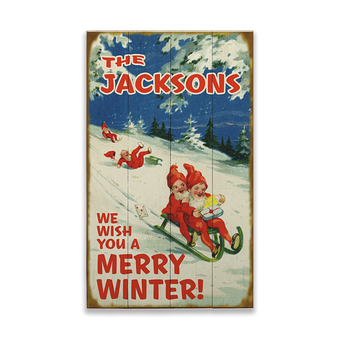 We Wish You a Merry Winter Sleding Sign