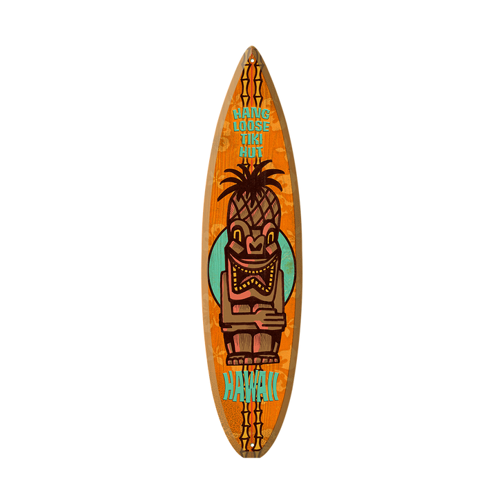 Tiki Surfboard Deko 100cm red Tiki Surfbrett Board im Tiki Hawaii Design Lounge 