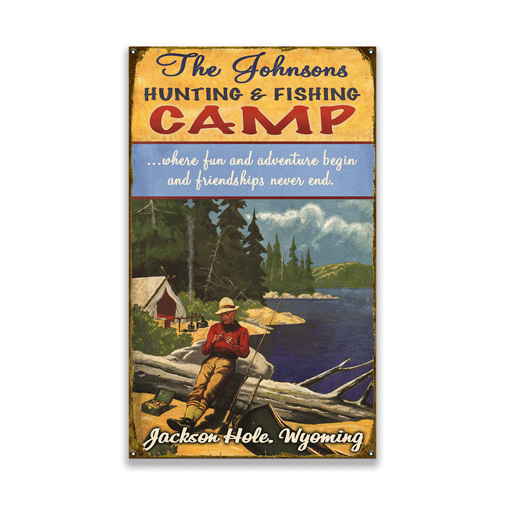 Hunting And Fishing Camp - Old Wood Signs