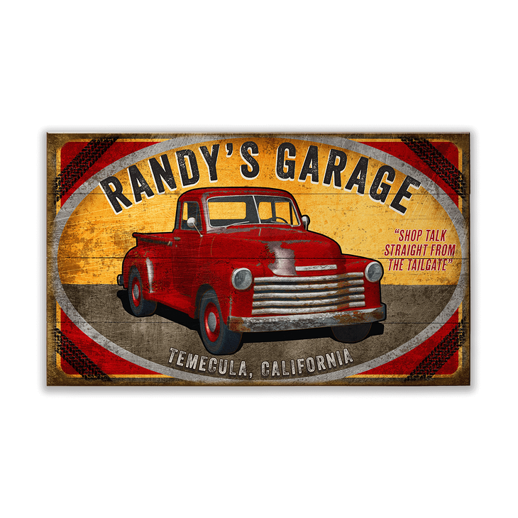 Red Truck Garage Sign - Red Truck Garage