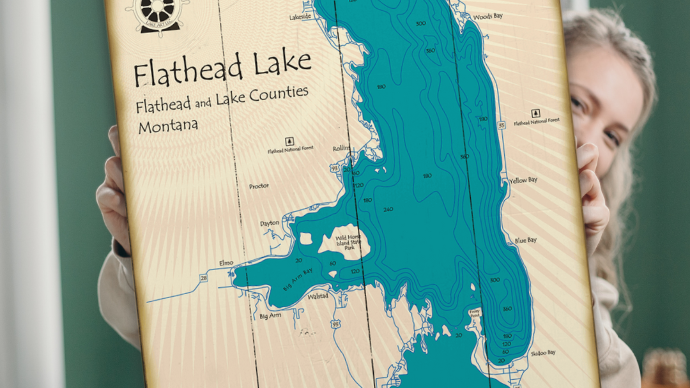 Lake Rookley Map Lake Art and Maps Galore! – Old Wood Signs