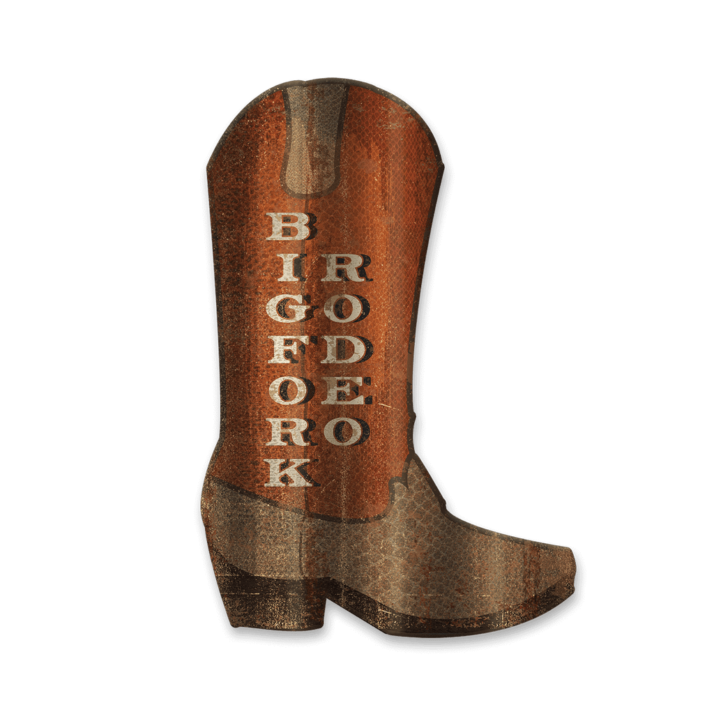 Men's Cowboy Boot: Bigfork Rodeo - Corrugated Cutout – Old Wood Signs