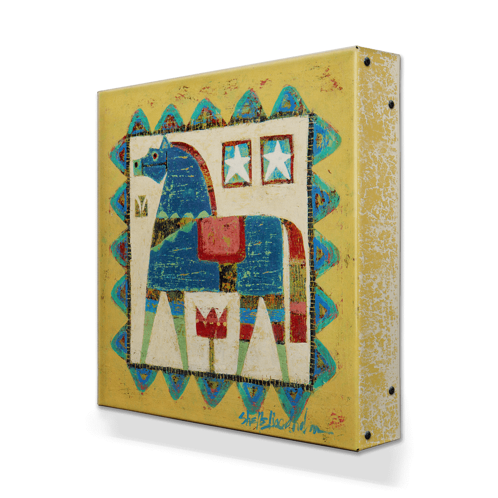 Blue Dala Horse - Metal Box Art – Old Wood Signs