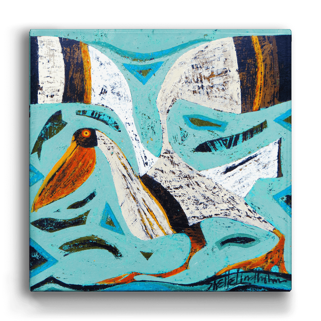 Pelican in the Abstract (2) - Metal Box Art – Old Wood Signs