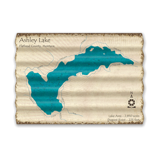 Ashley Lake, Montana - Corrugated Metal Wall Art Lake Art