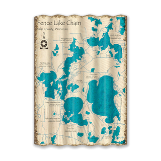 Fence Lake Chain, Wisconsin - Corrugated Metal Wall Art by Lake Art