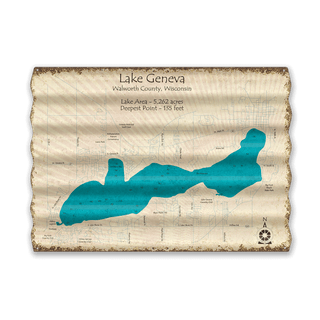 Lake Geneva, Wisconsin - Corrugated Metal Wall Art by Lake Art