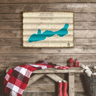 Lake Geneva, Wisconsin - Corrugated Metal Wall Art by Lake Art