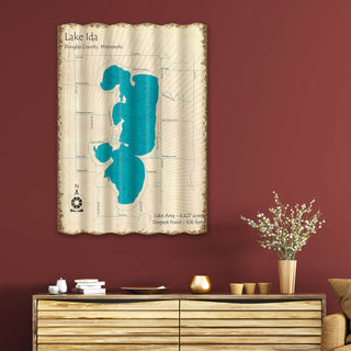 Lake Ida, Douglas County, Minnesota - Corrugated Metal Wall Art