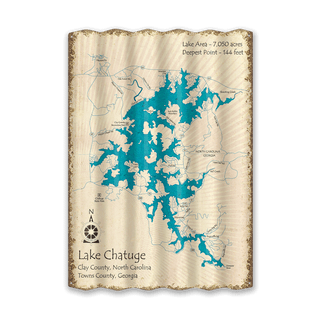 Lake Chatuge, North Carolina & Georgia - Corrugated Metal Wall Art Lake Art