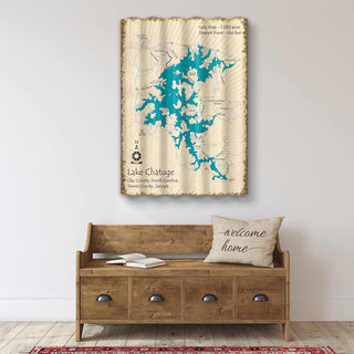 Lake Chatuge, North Carolina & Georgia - Corrugated Metal Wall Art Lake Art