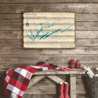 Norris Lake, Tennessee - Corrugated Metal Wall Art Lake Art
