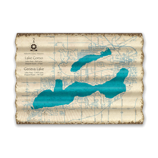 Lake Como and Lake Geneva, Wisconsin - Corrugated Metal Wall Art by Lake Art