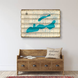 Lake Como and Lake Geneva, Wisconsin - Corrugated Metal Wall Art by Lake Art