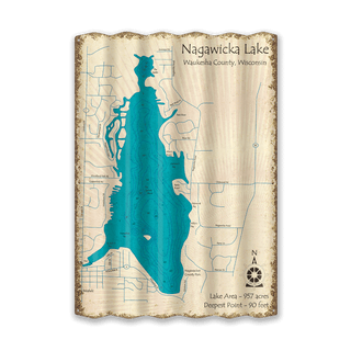 Nagawicka Lake, Wisconsin - Corrugated Metal Wall Art Lake Art