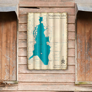 Nagawicka Lake, Wisconsin - Corrugated Metal Wall Art Lake Art