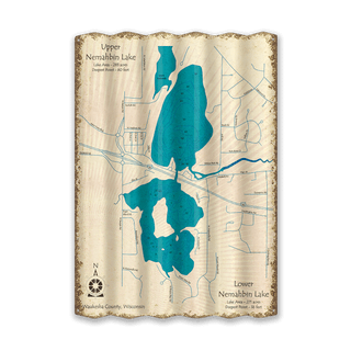 Upper and Lower Nemahbin Lake, WI - Corrugated Metal Wall Art Lake Art