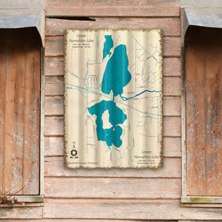 Upper and Lower Nemahbin Lake, WI - Corrugated Metal Wall Art Lake Art