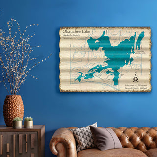 Okauchee Lake, Wisconsin - Corrugated Metal Wall Art Lake Art