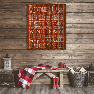 Welcome to the Cabin: 1 Line - Corrugated Metal Wall Art Meissenburg Designs
