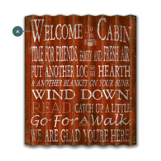Welcome to the Cabin: 1 Line - Corrugated Metal Wall Art Corrugated Aluminum 30" x 35" Red Meissenburg Designs