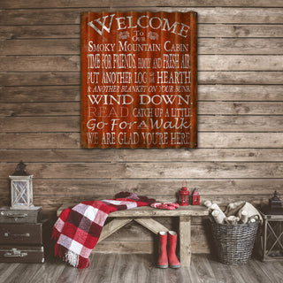 Welcome to the Cabin: 3 Lines - Corrugated Metal Wall Art Meissenburg Designs