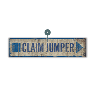 Directional Ski Trail Marker Sign: Blue Square - Wood & Metal Wall Art