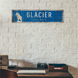 Landmark Mountain Goat Custom Signs: Blue 2 - Wall Decor Out West Design