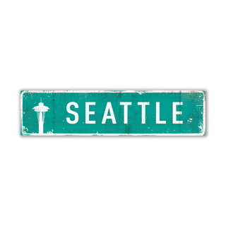 Landmark Space Needle Signs: Teal 1 - Wall Decor Out West Design