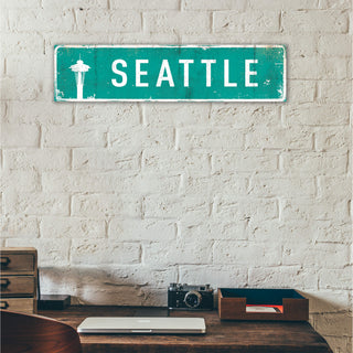 Landmark Space Needle Signs: Teal 1 - Wall Decor Out West Design