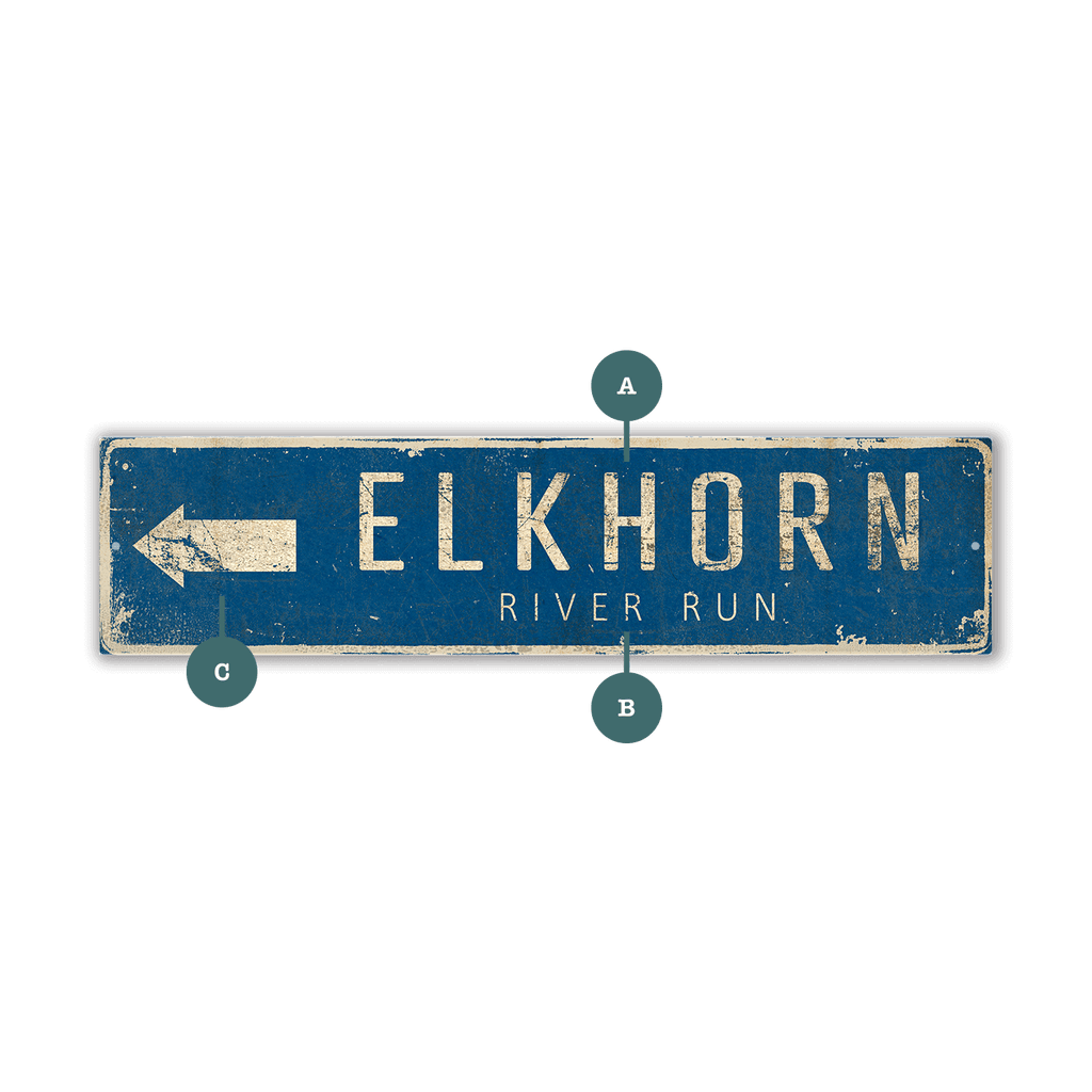 Landmark Sign Texture Landmark Arrow Custom Signs: Blue 2 - Wall Decor – Old Wood Signs