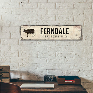 Landmark Cow Custom Signs: White 2 - Wall Decor