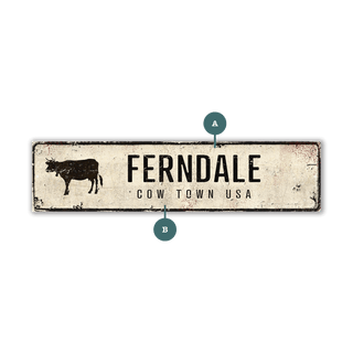 Landmark Cow Custom Signs: White 2 - Wall Decor