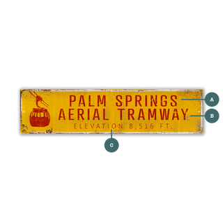 Landmark Tramway Custom Signs: Goldenrod with Red 3 - Wall Decor