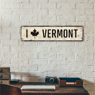 Landmark "I Heart" Custom Signs: Black on White Maple Leaf - Wall Decor