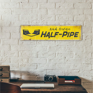 Landmark Skateboard Custom Signs: Yellow Half-Pipe - Wall Decor