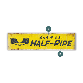 Landmark Skateboard Custom Signs: Yellow Half-Pipe - Wall Decor