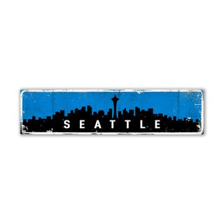Landmark Seattle Signs: Skyline Blue - Wall Decor