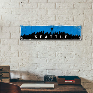 Landmark Seattle Signs: Skyline Blue - Wall Decor