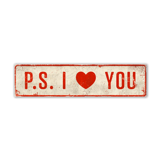 Landmark P.S. I Love You Signs: Red Text on White - Wall Decor