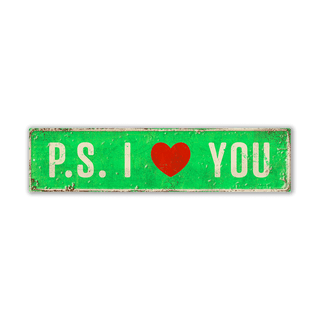 Landmark P.S. I Love You Signs: Bright Green - Wall Decor