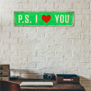 Landmark P.S. I Love You Signs: Bright Green - Wall Decor