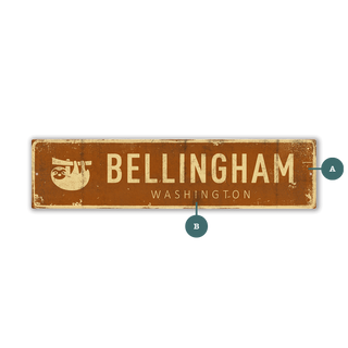 Landmark Sloth Custom Signs: Cream Brown - Wall Decor